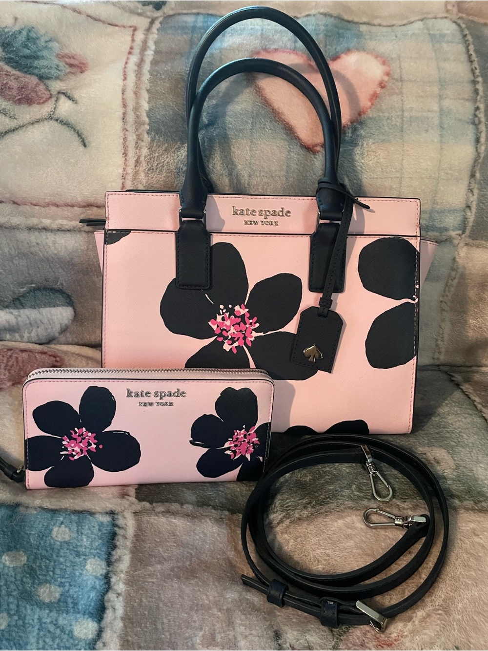 Kate Spade Cameron Grand Flora Crossbody Mini Satchel with Matching Wallet (Set)